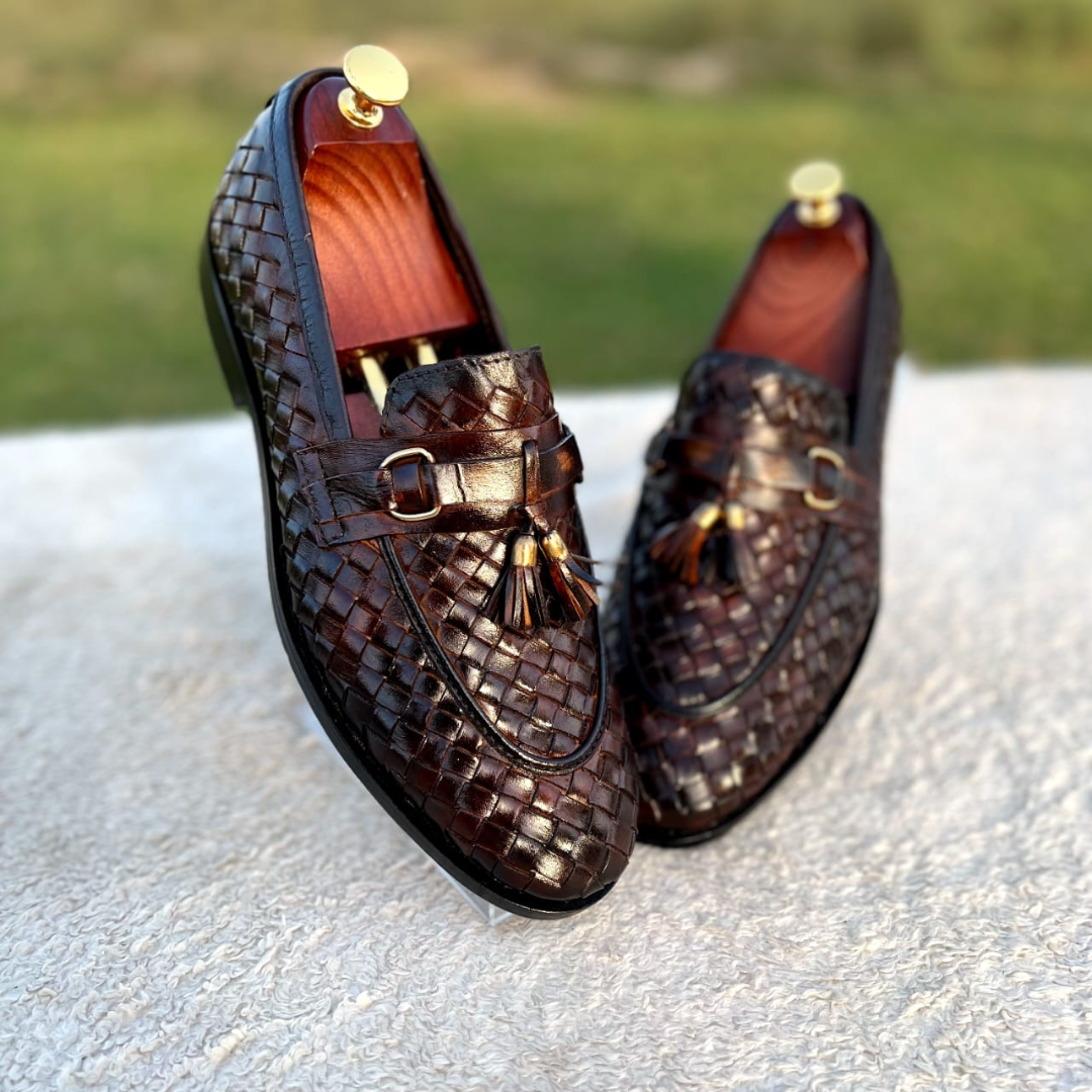 B65 Brown Knitted Leather Loafer