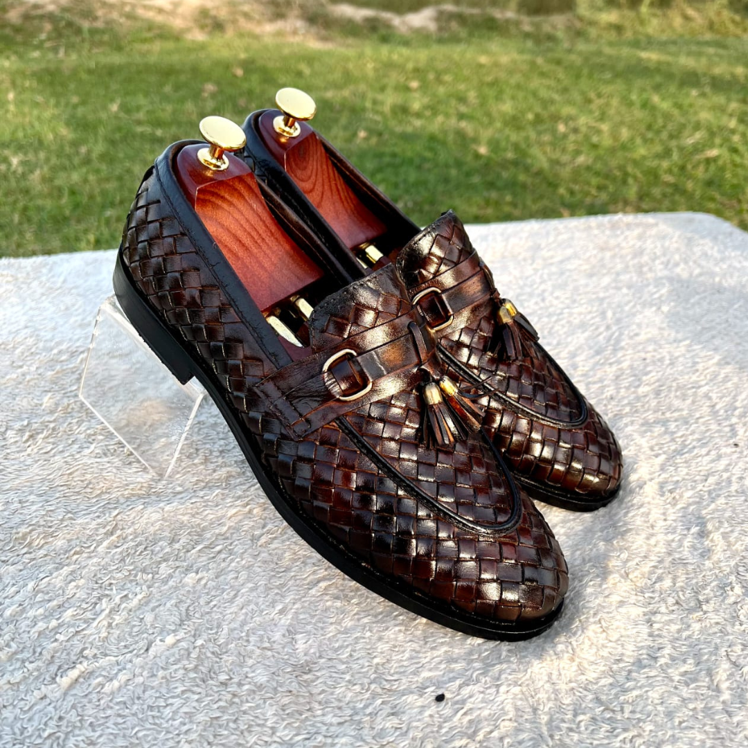 B65 Brown Knitted Leather Loafer