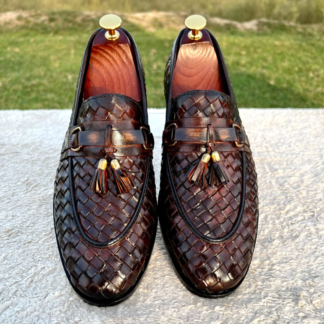 B65 Brown Knitted Leather Loafer