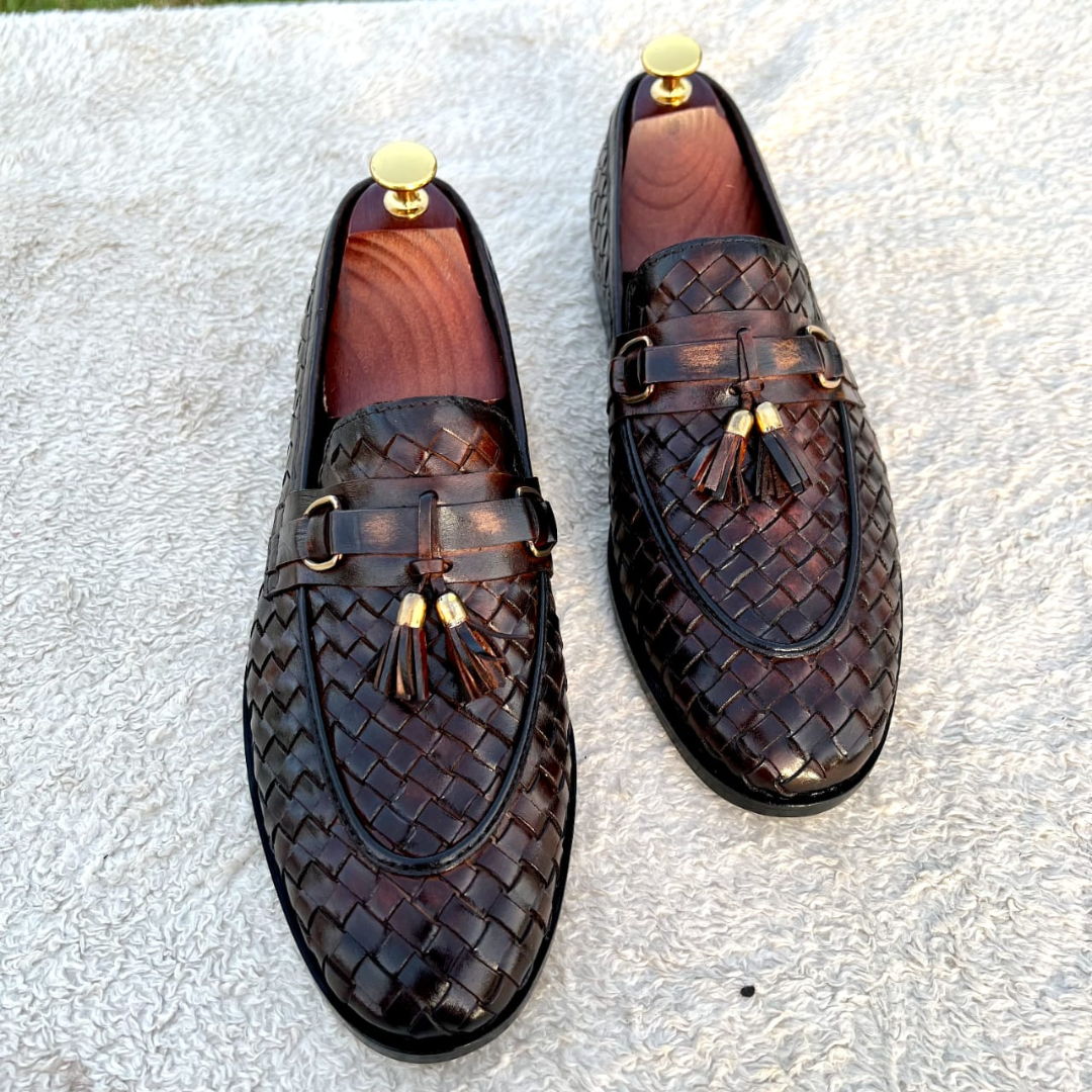 B65 Brown Knitted Leather Loafer